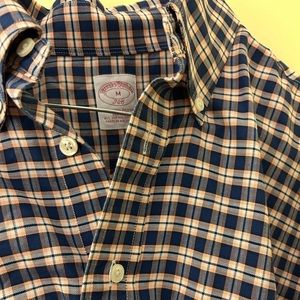 Brooks Brothers Men’s Size Medium Button Down Very Nice Shape Blue Orange Plaid